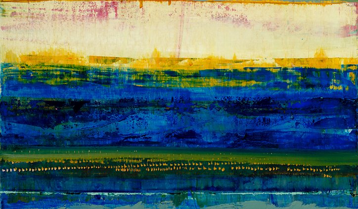 Landed by Warren Hedgpeth – oil and encaustic painting on wood
