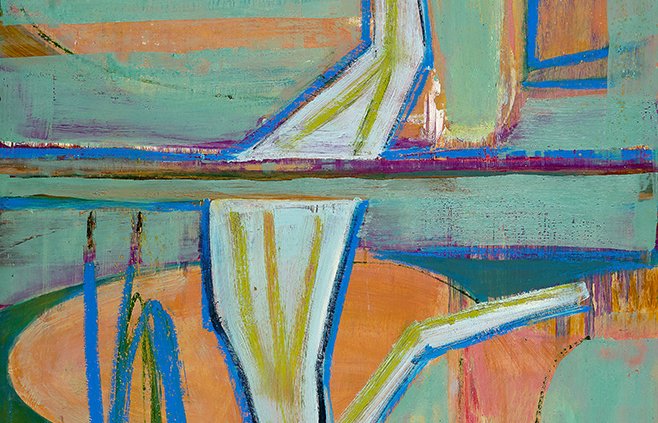 Zig Zag by Warren Hedgpeth – oil and encaustic painting on wood